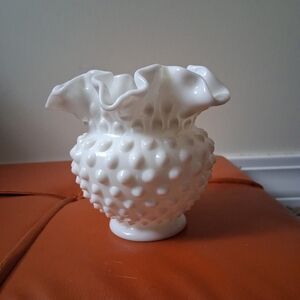 Fenton White Hobnail Vase